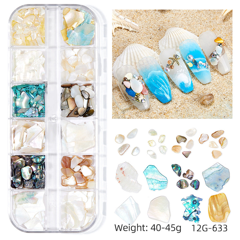 Wholesale Ocean Series Nail Art Jewelry Natural Shell Slices Abalone Slices Starfish Metal Rivets Pearl Small Stone Accessories